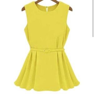 Chiffon Yellow Sleeveless Blouse Multiple Sizes